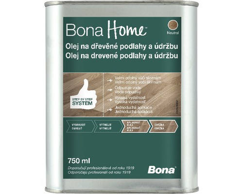 Olej na dřevěné podlahy a údržbu Bona HOME 750 ml Bona Home olej na dřevěné podlahy, 750 ml