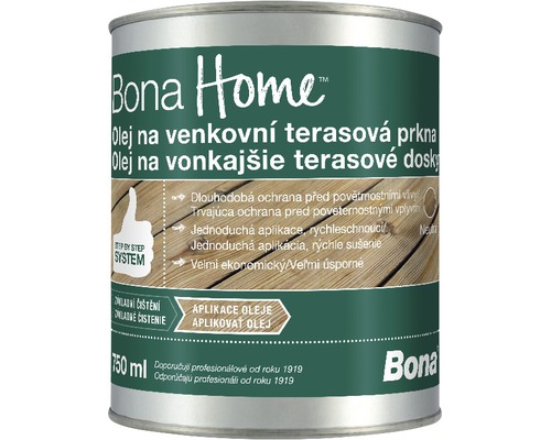 Olej na venkovní prkna Bona HOME 750 ml Bona Home olej na venkovní terasová prkna, 750 ml plechovka