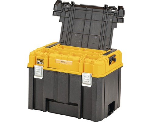 Kufr na nářadí DeWalt TStak s otevřeným víkem