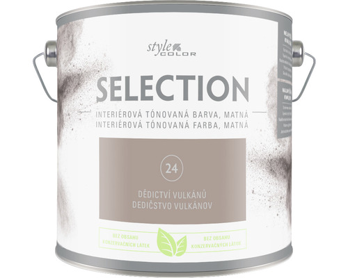 Barva na zeď StyleColor Selection Sopečné dědictví hnědá 2,5 l Kbelík s matnou interiérovou barvou Selection