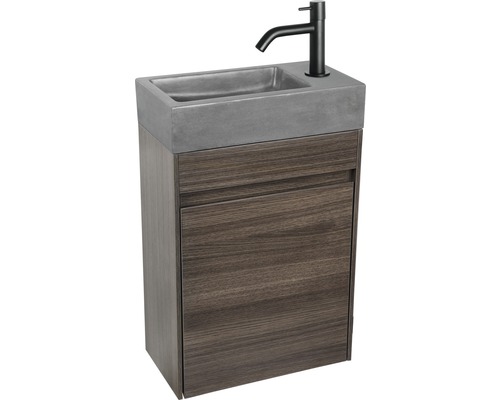 Umyvadlová sestava s betonovým umyvadlem a spodní skříňkou