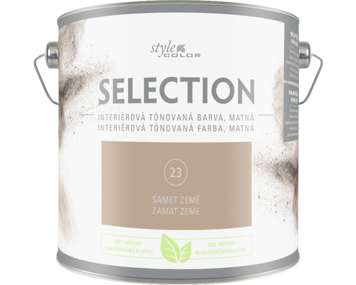 Barva na zeď StyleColor Selection Samet země hnědá 2,5 l Kbelík s matnou interiérovou barvou