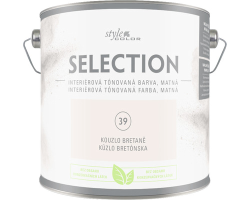 Barva na zeď StyleColor Selection Kouzlo Bretaně růžová 2,5 l Kbelík s matnou interiérovou barvou Selection
