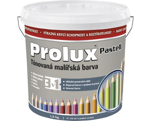 Barva na zeď Prolux Pastell 0147 šedá 1,5 kg Kbelík tónované malířské barvy Prolux Pastell pro interiéry, 1,5 kilogramu