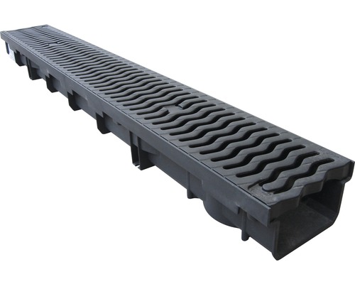 Plastový odvodňovací žlab s vlnitou mřížkou