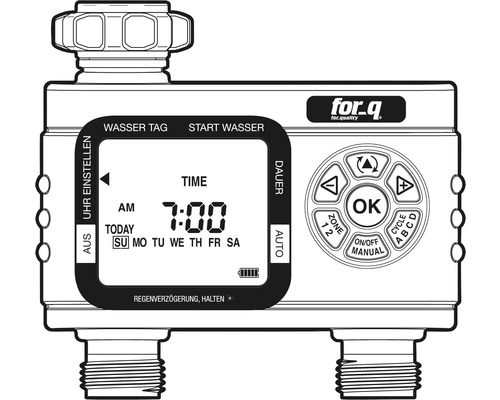 Zavlažovací počítač For-q pro zavlažování zahrady s digitálním ukazatelem času
