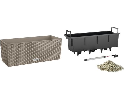 Truhlík s zavlažovacím systémem, ukazatelem hladiny vody a rostlinným granulátem