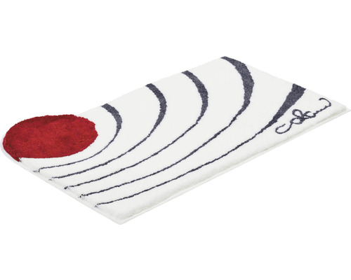 Koupelnový kobereček s červeným kruhem a zakřivenými liniemi