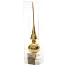 Zlatá skleněná špička na vánoční stromek v průhledném obalu