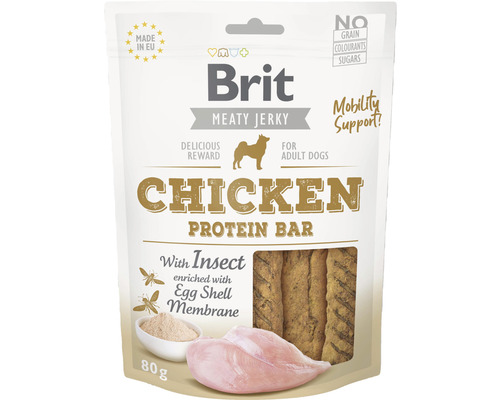 Pamlsky pro psy Brit Jerky Chicken & Insect Protein Bar 80 g Brit Meaty Jerky Chicken Protein Bar pro dospělé psy