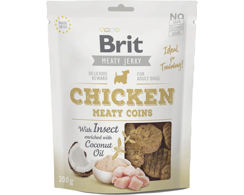 Pamlsky pro psy Brit Jerky Chicken & Insect Meaty coins 200 g Brit Meaty Jerky Chicken Meaty Coins pamlsek pro psy, 200 gramů