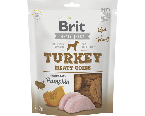 Pamlsky pro psy Brit Jerky Turkey Meaty Coins 200 g