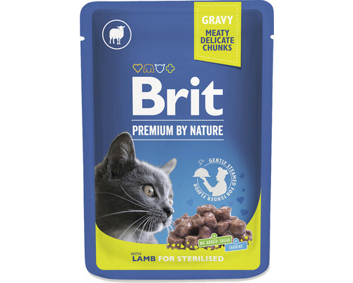 Kapsička pro kočky Brit Premium by nature Chunks with Lamb in Gravy for Sterilised Cats 100 g