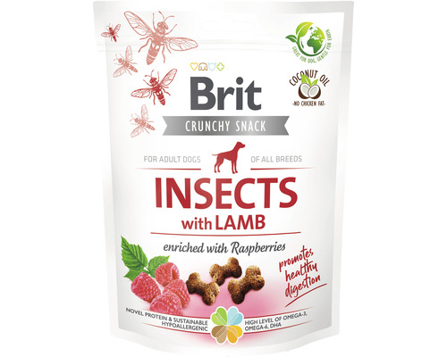 Pamlsky pro psy Brit Care Crunchy Cracker Insects with Lamb enriched with Raspberries 200 g