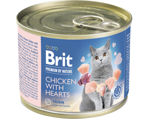 Konzerva pro kočky Brit Premium by Nature Chicken with Hearts 200 g-0