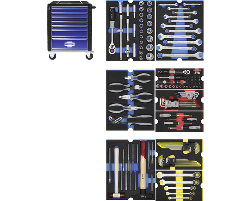 Pojízdná dílenská skříňka plná sady nářadí