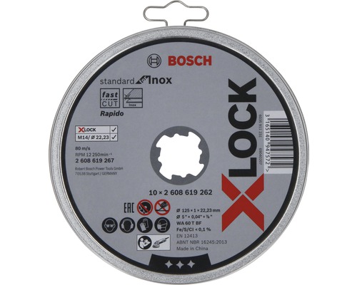 Řezný kotouč Bosch Ø 125 x 22, 23 x 1 mm Standard for inox, upnutí X-LOCK, balení 10 ks Řezný kotouč Bosch Ø 125 x 22, 23 x 1 mm Standard for inox, upnutí X-LOCK, balení 10 ks