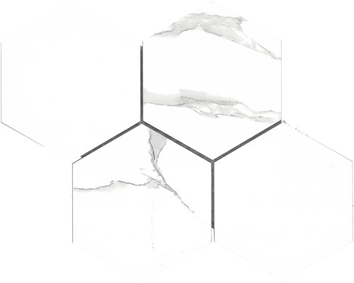 Dlažba imitace mramoru Statuario Classic Hexagon 40,8x28,3 cm Šestiúhelníkové dlaždice se vzhledem mramoru