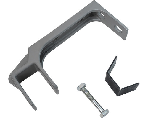 Šedý držák se šroubem a úhelníkem