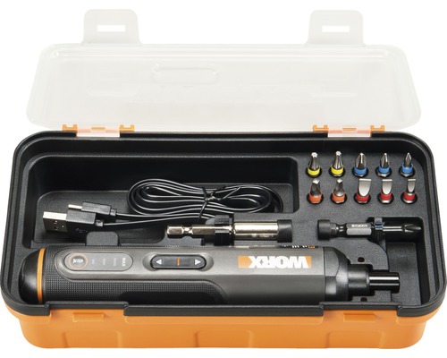 Sada akumulátorového šroubováku v kufříku na nářadí s nabíječkou a bity