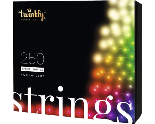 Světelný řetěz Twinkly Strings Special Edition RGBW 250 LED s měničem barev 20 m černý kabel