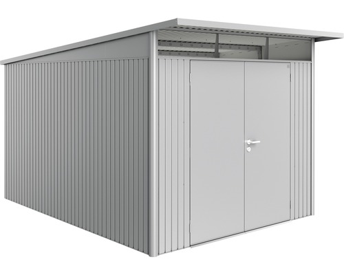 Plechový zahradní domek Biohort AvantGarde A8 dvoukřídlé dveře 254 x 334 cm stříbrný metalický