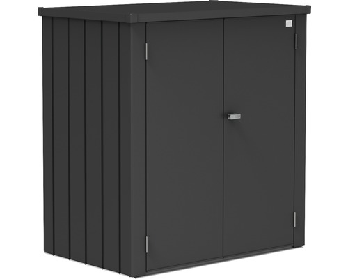 Zahradní skříň Biohort Romeo L plechová 132 x 87 x 140 cm tmavě šedá metalická Kovová skříň na nářadí s křídlovými dveřmi