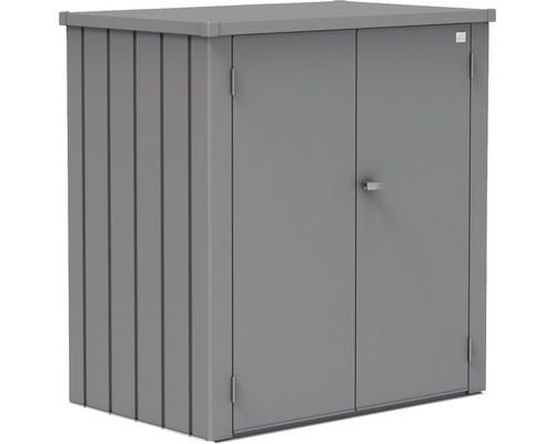 Zahradní skříň Biohort Romeo L plechová 132 x 87 x 140 cm šedý křemen metalický Kovová zahradní skříň s dvoukřídlými dveřmi