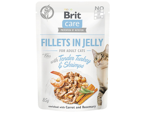 Kapsička pro kočky Brit Care Cat Pouch Tender Turkey & Shrimps in Jelly 85 g