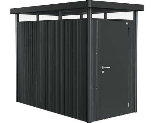 Plechový zahradní domek Biohort HighLine HS 134 x 254 cm tmavě šedý metalický Zahradní skříň s dveřmi a stříškou