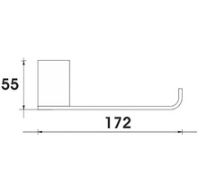 Technický nákres držáku toaletního papíru s rozměry 55 mm výška a 172 mm délka