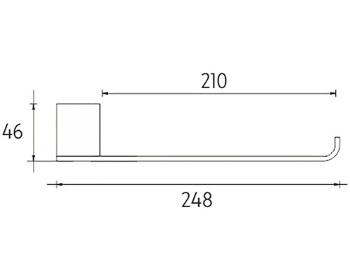 Technický nákres držáku na ručníky s rozměry 46, 210 a 248
