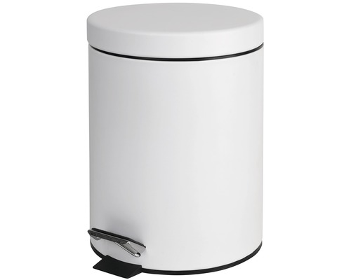 Bílý kovový odpadkový koš s víkem