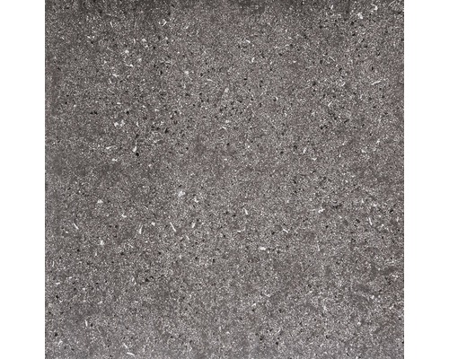 Šedá podlahová dlaždice se skvrnitým povrchem.