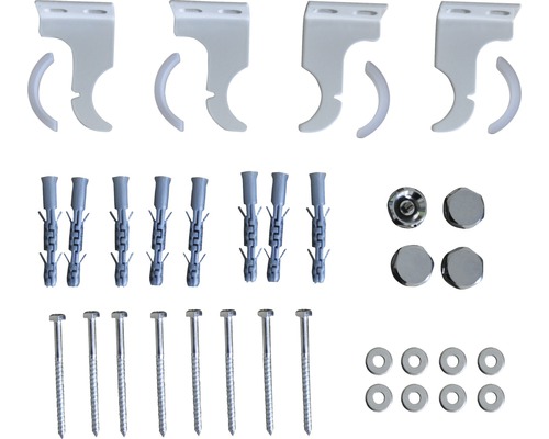 Upevňovací set Rotheigner DHK Classic 6810562/ 6810563 pro koupelnový radiátor Upevňovací materiál pro sprchovou tyč, včetně nástěnných držáků, hmoždinek, šroubů a krytek