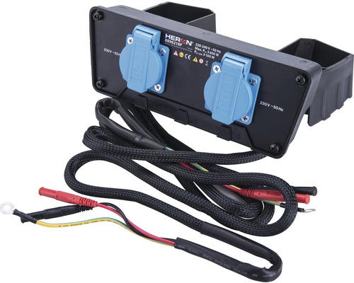Rozdělovač proudu Heron se dvěma zásuvkami a připojovacími kabely