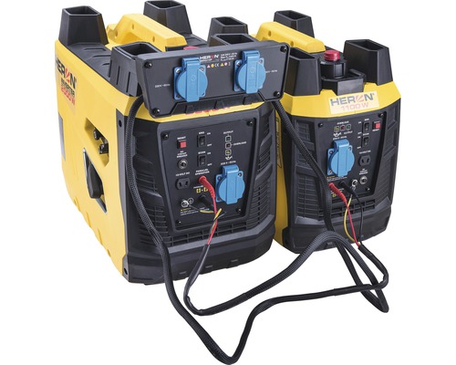 Dva žluté generátory Heron, spojené pro paralelní provoz
