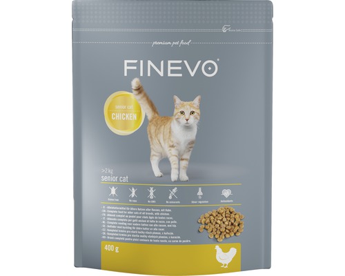 Granule pro kočky FINEVO Senior Cat kuřecí 0,4 kg Krmivo pro kočky Finevo Senior Cat s kuřecím masem v 400gramovém balení