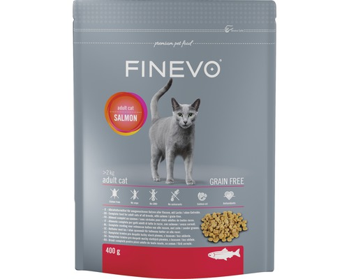Granule pro kočky FINEVO Adult Cat losos bez obilovin 0,4 kg Finevo suché krmivo losos pro dospělé kočky, 400 gramů