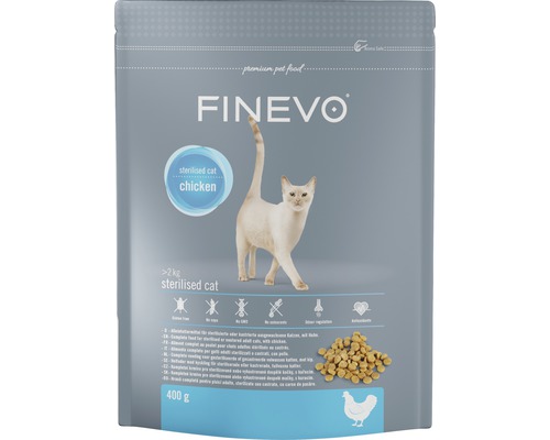 Granule pro kočky FINEVO Sterilised Cat kuřecí 0,4 kg FINEVO krmivo pro sterilizované kočky s kuřecím masem, 2 kilogramy