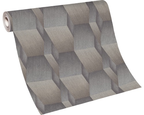 Role tapety s geometrickým krychlovým vzorem