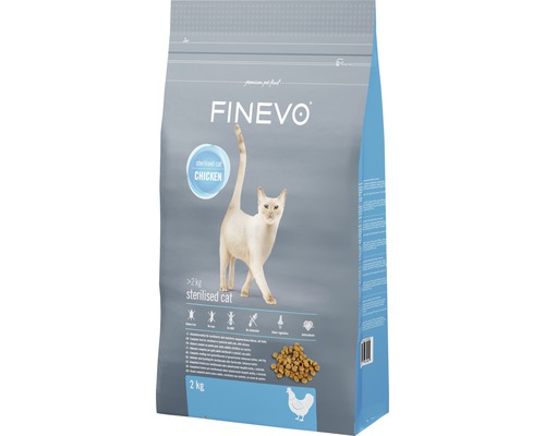 Granule pro kočky FINEVO Sterilised Cat kuřecí 2 kg Krmivo pro kastrované kočky Finevo s kuřecím masem v 2 kg balení
