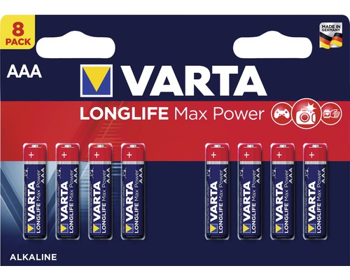 Alkalická baterie VARTA Longlife Max Power AAA 1,5V 8ks