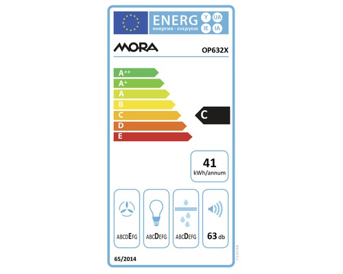 Energetický štítek Mora OP632X s třídou energetické účinnosti C