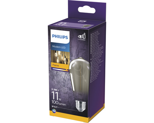 LED žárovka Philips E27 2,3W/15W 100lm 1800K kouřová