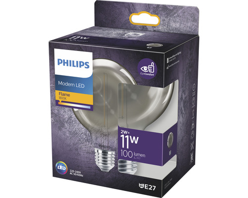 LED žárovka Philips E27 2W/15W 136lm 2700K kouřová