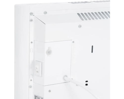 Detailní pohled na topení s vypínačem a kabelem