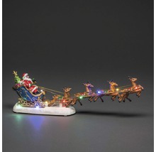 Vánoční dekorativní figurka se Santa Clausem v saních a soby s osvětlením