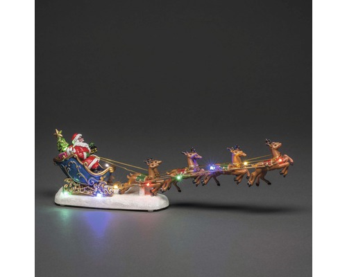 Vánoční dekorativní figurka se Santa Clausem v saních a soby s osvětlením
