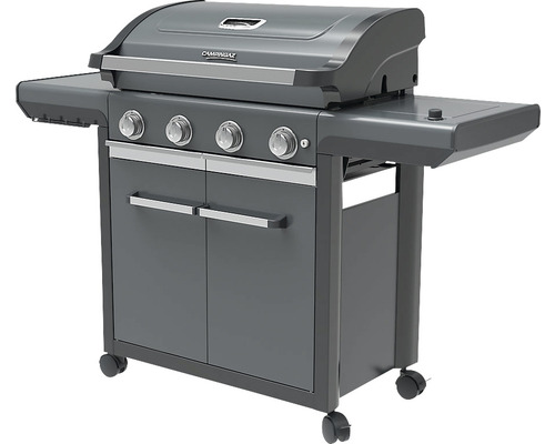 Plynový gril se čtyřmi hořáky, bočními stolky a spodní skříňkou